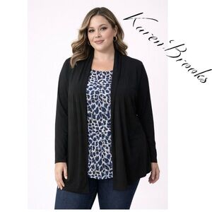 NWT Karen brooks long sleeve top  with built in cardigan/necklace size XL